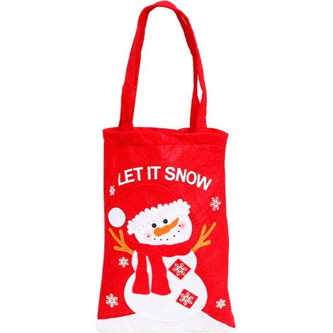 Sac Fourre-tout - Bonhomme De Neige - Rouge - Tissu - 22 x 52 cm