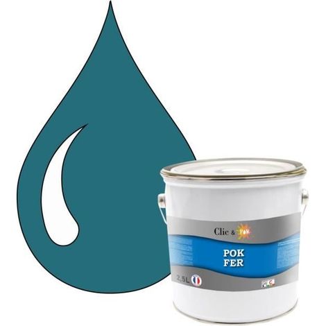 Peinture - POK - Fer Antirouille - 2,5L - RAL 5021 Bleu d’eau - Brillant (1/4)