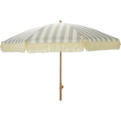 Parasol de jardín con rayas taupe y blanco, 183 x 200 cm