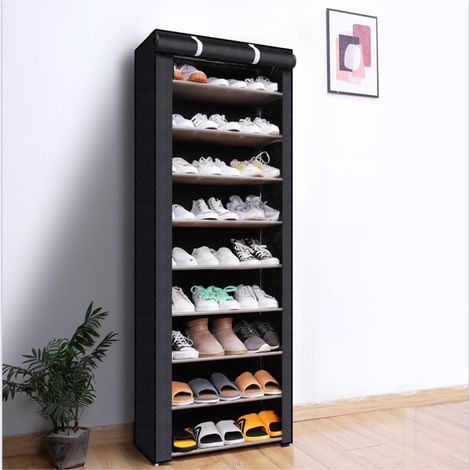 10 organisateur de rangement de rack de chaussures debout libre de niveau 60 x 30 x 155cm, parfaites pour un usage quotidien (1/5)
