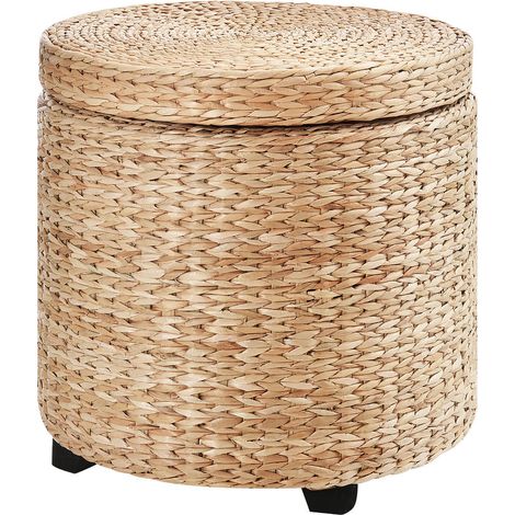 Pouf Coffre Rond de Rangement avec Espace de Stockage Assise Salon Chambre Ø43x43cm Kaki (1/5)