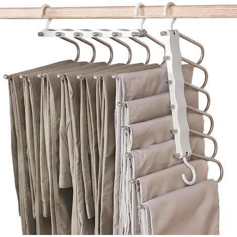6-in-1 Trouser Hanger, Space-Saving, Sliding Trouser Rack, Hangers, Multifunctional Hook Hanger, Trouser Storage (1/5)