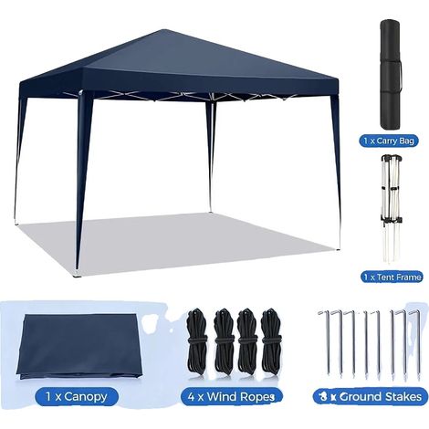 Abri de jardin, Hauteur réglable, Protection UV, Bleu Foncé-3x3Mètre (1/2)