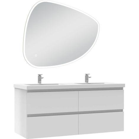 Océan ensemble meubles Salle de Bain 120cm vasque + miroir 3 couleurs lumineux Blanc (1/4)