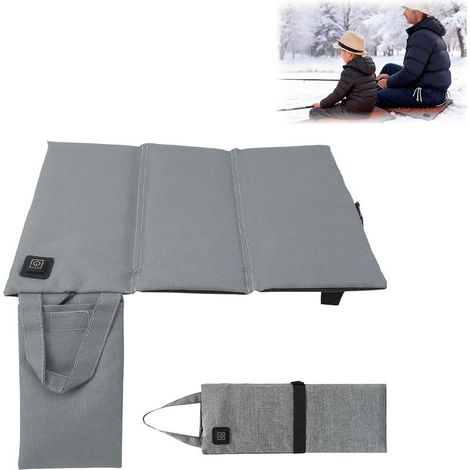 Gris,Coussin de Siège Chauffant Usb, Portable Coussin de Chaise Chauffant, Pliable Coussin Chauffant avec 3 Température Réglable, Charge USB pour Stade Extérieur Camping (1/5)