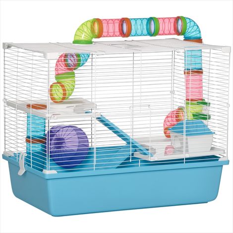 Cage pour rongeur 3 niveaux avec tunnel et accessoires 59 x 36 x (1/5)