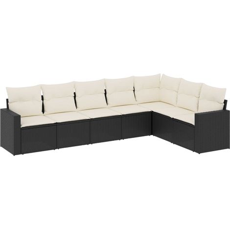 Set Divani da Giardino con Cuscini 7pz Nero Polyrattan vidaXL (1/3)