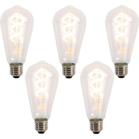 LUEDD Set di 5 Lampadine LED E27 a Filamento Spirale ST64 5W 400 lm 2200K