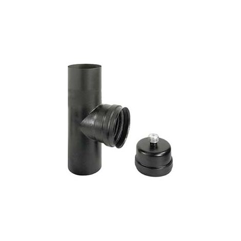 RACCORDO A T F/F PER STUFE A PELLET NERO OPACO ALA PELLET ECO  F/F ø mm.100    ALA