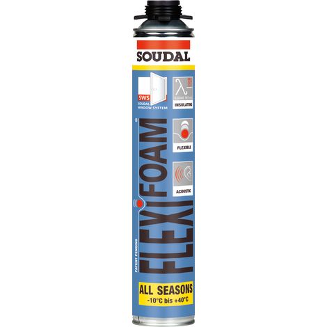 Soudal – Mousse polyuréthane expansive 750ml – Application au pistolet – Haute reprise élastique – Durcissement à l’humidité (1/2)