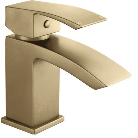 Balterley Contemporary Soft Square Single Lever Deck Mounted Mono Basin Tap with Waste, 137 × 48 × 131mm, Brushed Brass