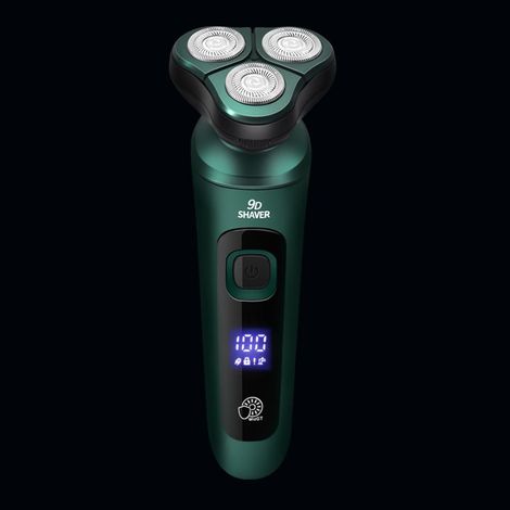 Rasoir électrique 3D flottant à triple tête LED rechargeable USB-C - Pour homme, peau sèche/humide, étanche, avec affichage numérique intelligent et douille de précision pour barbe (Édition SR700) (1/3)