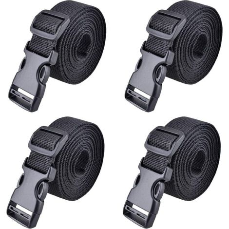 Sangle à Boucle Rapide 25 mm 38 mm Sangle d'Arrimage 4 Pièces Sangle à Cliquet Plastique Courroie de Serrage pour Fixation Bagage (1,5 m, A - Noir - 25mm) (1/4)