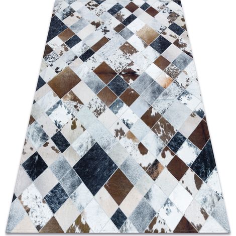Teppich PATCHWORK 21720 beige / braun - Rindsleder, Diamanten multicolour 160x230 cm