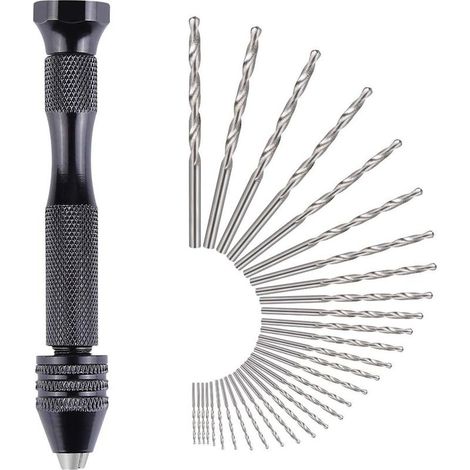 31 Pièces Perceuse à Main Twist Drill Bits Mini Perceuse à Main de Precision Aluminum Mandrin Sans Clé 30 Foret Fraise Twist 0,3-3,0 mm Pour Bricolage Forage Avec Sac-RAPANDA (1/5)