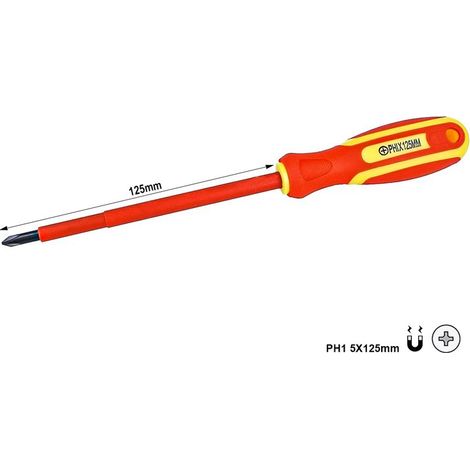 Cacciavite Isolato a Croce PH1 5X125mm Lama Isolante Per Elettricista