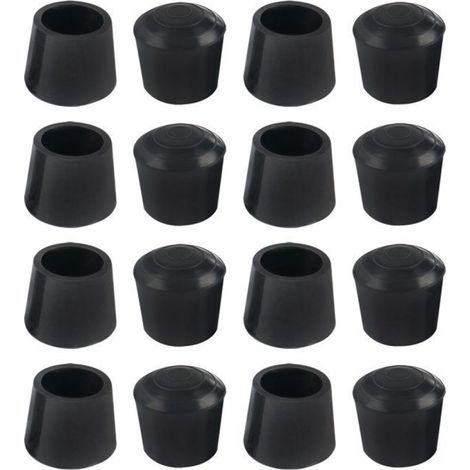 16 patins de protection pour pieds de chaise, en caoutchouc antidérapant, noirs, 28 × 23 mm
