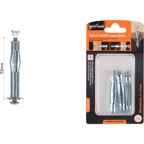 Trade Shop - SET MIT 3 SPREIZBAREN METALLDÜBELN, SPREIZSCHRAUBEN, STIL I, 5X52 MM, 92852 - (1/2)