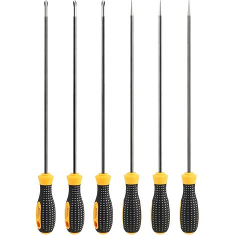 CCYKXA Set mit 6 Schlitz- und Kreuzschlitzschraubendrehern, 30 cm lang, mit Gummigriffen