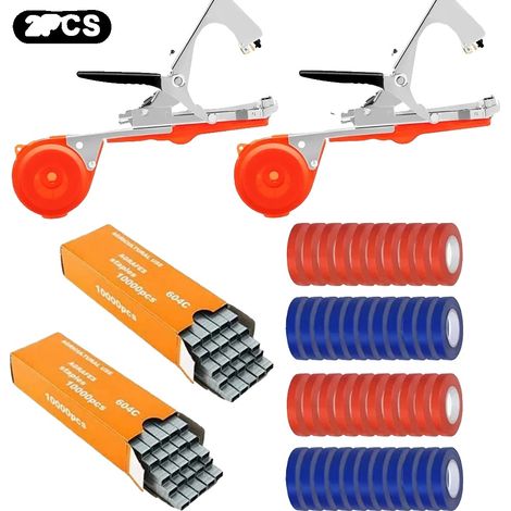 Máquina para atar ramas de plantas, operación manual, diseño duradero, 2 unidades, color rojo. (1/2)