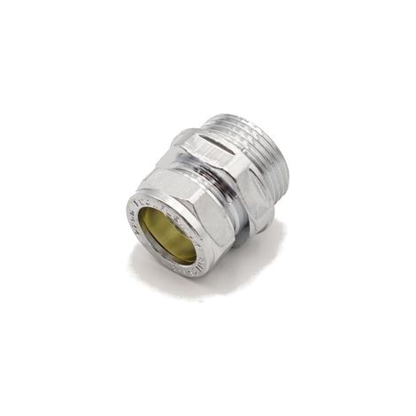 PrimaPlus Chrome Compression Adaptor 22mm x 1" Male - Brass (1/3)