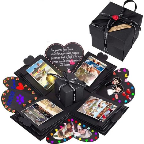 MINKUROW Caja Sorpresa, Creativo Hecho A Mano Diy Álbum De Fotos Plegable Caja De Explosión De Regalo De Scrapbook Para Cumpleaños, Navidad, Aniversario, Día De San Valentín, Propuesta, Boda, Día De L (1/5)