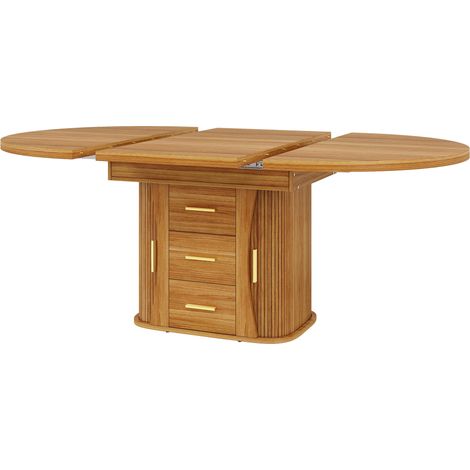 CAIziTable de salle à manger extensible (118-158 cm), rangement à 3 niveaux (1/5)