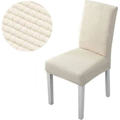 Fundas para sillas, juego de 4, gruesas y elásticas, color beige, para el hogar, la oficina, hoteles y restaurantes. (1/5)