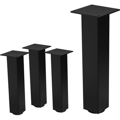 ML-Design Set 4 Gambe da Tavolo 42 cm Design a I Acciaio Verniciato Nero Lucido Forma Quadrata Profilo 8x8 cm Piedini Regolabili in Altezza 1-4 cm Gambe per Mobili adatte per Tavolini Panche Mobili TV