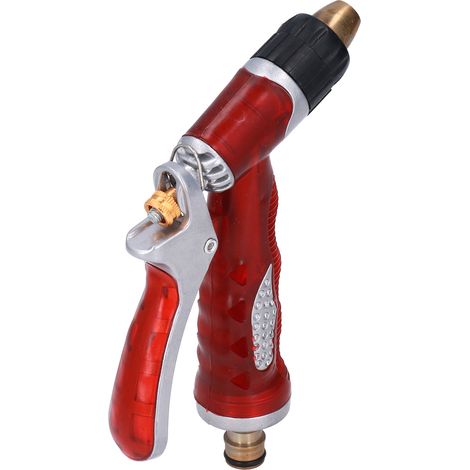Lanceur d'arrosage manuel en PVC et laiton pour jardin, buse à eau pour espaces verts publics et domicile, rouge (1/5)
