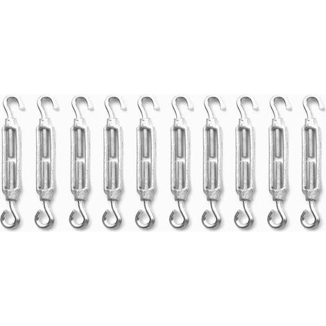 Pack of 10 strong galvanized M5 screw-in hook and eye turnbuckles MUMU