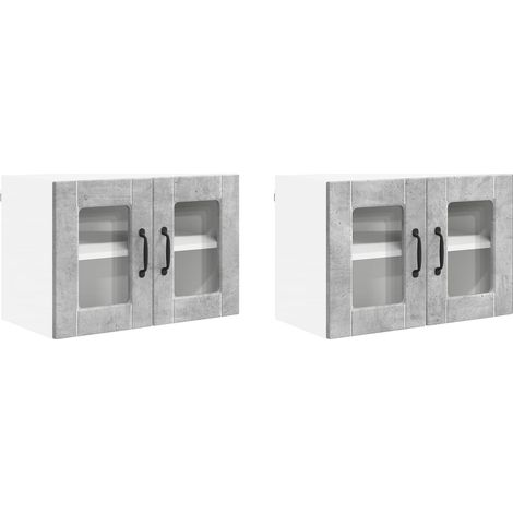 Maison Exclusive - Armario de vidrio para pared PORTO 2 pcs Gris