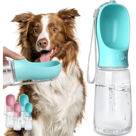 Botella de agua para perros, dispensador de agua portátil para mascotas, fabricado en plástico apto para alimentos (539 ml, azul) (1/5)
