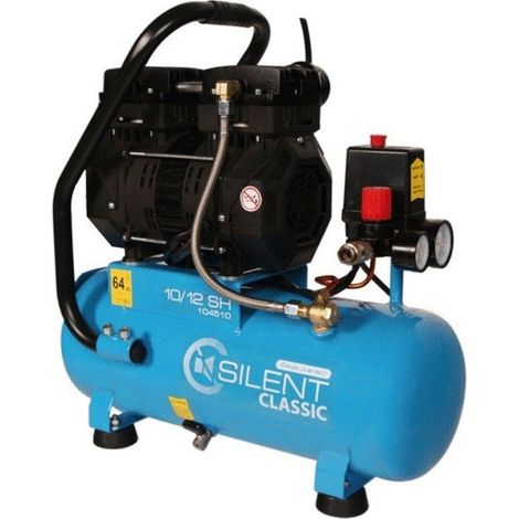 Lacme – Compresseur monobloc silencieux 12L – Débit 5,7 m³/h – Pression 8 bars – Niveau sonore 64 dB(A) – Pour cloueurs et petits outils