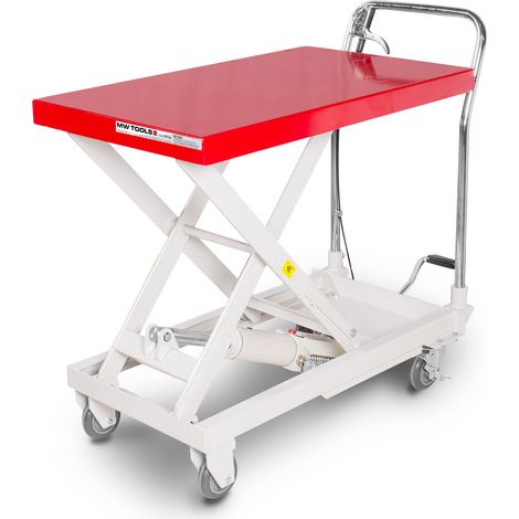 Mw Tools – Table élévatrice hydraulique mobile à ciseaux 300 kg – Hauteur réglable 260-780 mm – Plateau acier 820 x 520 mm – WT300