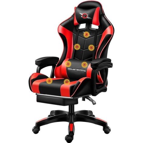 Silla Gaming PowerGaming Masaje 7 puntos Rojo/Negro Reposapiés (1/5)