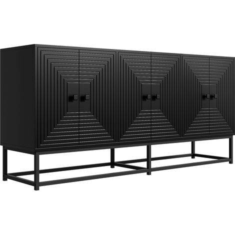 GagaBuffet noir 3 portes doubles, mat, grand rangement (1/5)