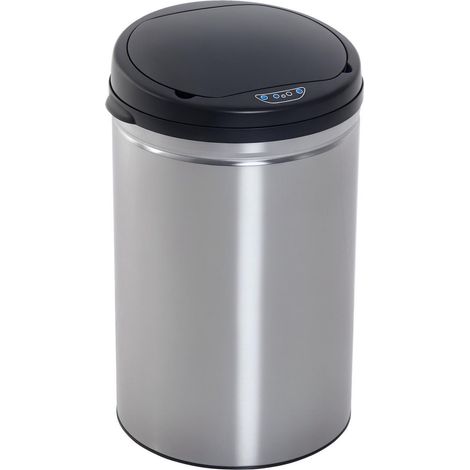 Poubelle automatique 30 L à capteur de mouvement avec couvercle à fermeture douce, étanche, pour bureau, chambre, cuisine, noir et argent. (1/5)