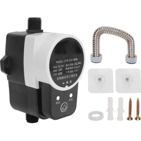 Pompe à eau miniature 24V DC avec contrôle manuel et automatique, surpresseur silencieux intégré pour chauffe-eau solaires (norme US AC100-240V) 80W (1/5)
