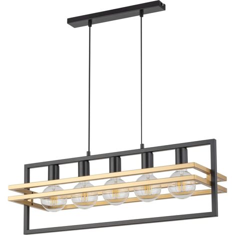 Lampada a sospensione loft 5 luci nero/oro Merci Sigma (1/2)
