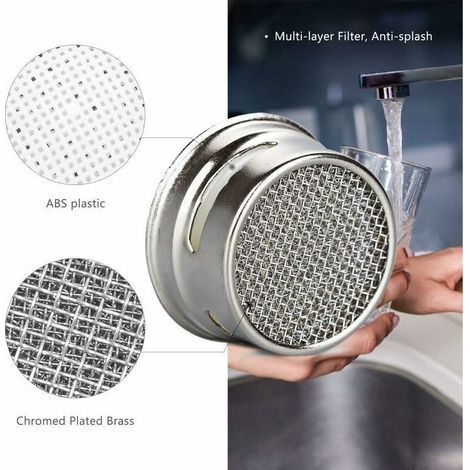 pair 3 Pièces Mousseur Robinet, Aerateur Robinet Filtre Robinet avec Joint D'étanchéité Pour Cuisine, Salle de Bain - Argent (Diamètre extérieur 24MM)-Fei Yu (1/3)