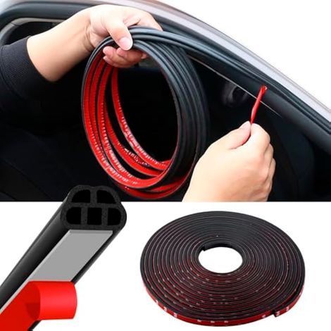 Joint de portière de voiture (16 m), bande d'étanchéité en caoutchouc extra épaisse en forme de B anti-collision, étanche, forme 5 trous pour le bruit du vent, convient à la plupart des véhicules (16 (1/5)