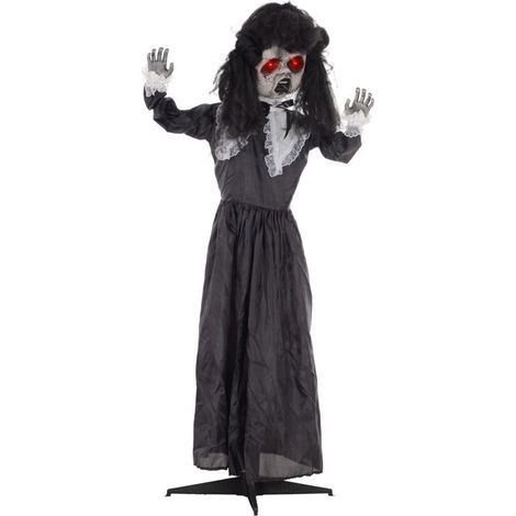 YWJ Poupée d'horreur, décoration d'Halloween, voix et musique effrayantes, yeux rouges, articulée, 160 cm (1/5)