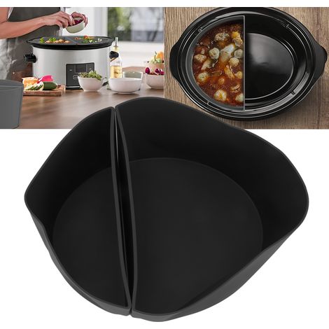 Crockpot 6QT Slow Cooker Trenneinsatz, 2-in-1 Slow Cooker Einsatz, Silikon-Innentopf, schwarz. (1/5)