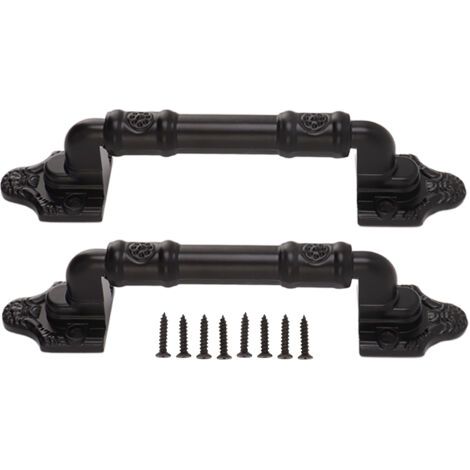 DEESSE SHOP-2 Pièces Poignée de Porte Fer Cuisson Peinture Levier confidentialité Serrure de Porte Robuste Surface Lisse Noir Flexible Moderne Leviers de Porte pour Porte D'entrepôt Porte (1/5)