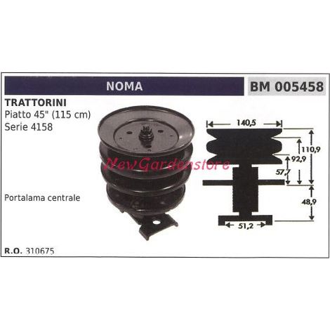 Mozzo portalama trattorino rasaerba tagliaerba piatto 45 pollici NOMA 005458