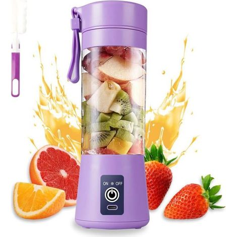1 unité Blender Portable, Mini Mixeur Smoothie 380 ml, 6 Lames Acier Inoxydable, USB Rechargeable, pour Déjeuner sur le Pouces et Voyage (1/5)