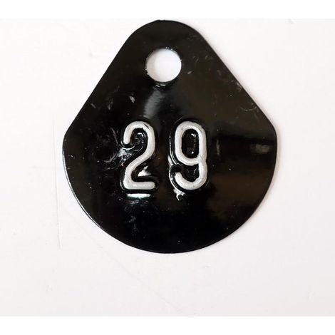 Chiffre goutte d'eau fond noir (à l'unité) estampé "29" en relief blanc hauteur d'écriture 11mm DERANCOURT