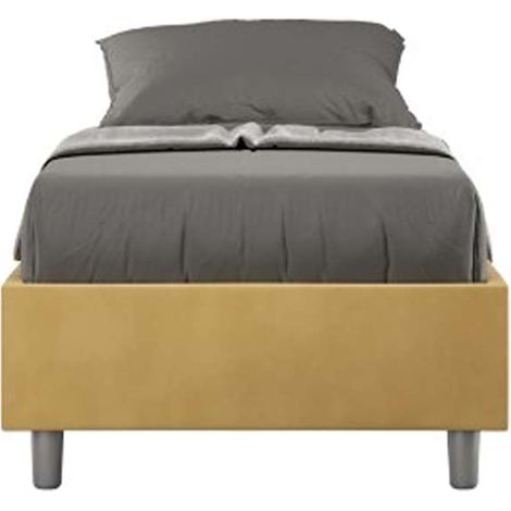 Letto singolo senza rete imbottito 80x190 microfibra ocra Azelia (1/4)