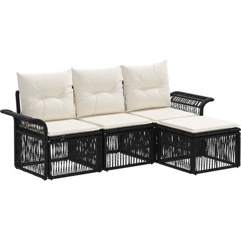 Gartensofa-set 4 pcs Schwarz Poly-Rattan vidaXL